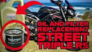 Oil and Oil Filter Change on Triumph Street Triple RS