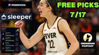 WNBA Player Props Prize Picks Sleeper Fantasy Underdog DFS FREE PICKS 7-17-24