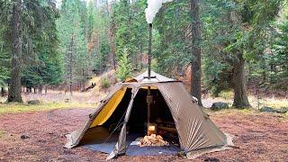 Hot Tent Camping In The Rain | ASMR