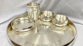 New design silver thali set | pure silver dinner set | silver bowl with spoon | puresilver.io