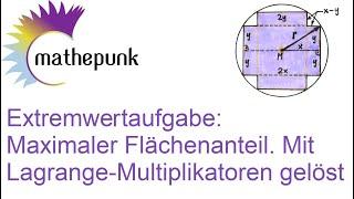 Extremwertaufgabe: Maximaler Flächenanteil.  Mit Lagrange-Multiplikatoren gelöst