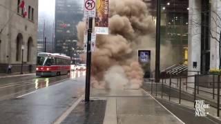 Underground explosions and billowing smoke from hydro vault in downtown Toronto