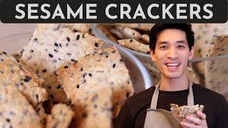 The CRUNCHIEST Sesame Crackers Recipe (ROSEMARY GARLIC) - Quick & Easy Snack | Danlicious