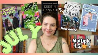 Top Romance Novels July | New Genre + Multiple 4.5 Stars (July wrap up 2024)