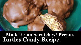 Easy Homemade Turtles Candy Recipe with Pecans and Caramel | Candy | The Southern Mountain Kitchen