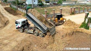 Best Incredibles Technique Dozer Cutting Slope And Truck Spreading Making Foundation New Road