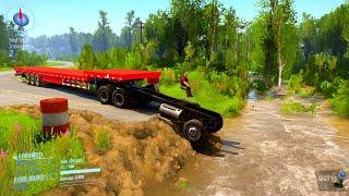 How This Truck Driver Crossed The Collapsed Bridge On Dangerous Road - Spintires Mudrunner 2018