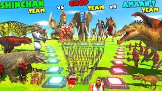 ANIMAL SPAWNER of SHINCHAN TEAM vs CHOP TEAM vs AMAAN TEAM in Animal Revolt Battle Simulator | Dino