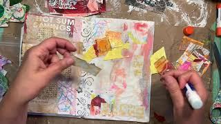 Glue Book Junk Journal Play - Using Color Family Scraps To Create A Layout