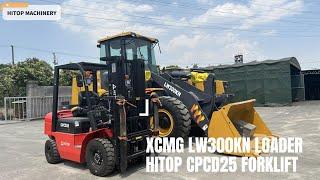 XCMG LW300KN Front End Loader with HITOP CPCD25 Diesel Forklift Truck Ready for Export