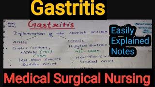 Notes Of Gastritis (causes,sign/symptom Diagnosis,pathophysiology/ Medical Surgical Nursing /Hindi