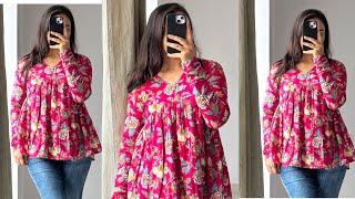 Recreating Instagram Viral Short Kurti Cutting And Stitching Very Easy/short top/ summer top making