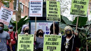 Amazon workers in Staten Island, N Y , file for union election