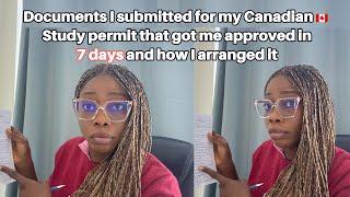 HOW I GOT MY CANADA STUDY PERMIT APPROVED IN 7 DAYS | THE EXACT DOCUMENTS I SUBMITTED| My STRATEGY