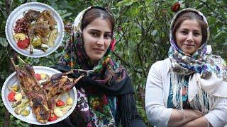 Village Delicious Rural Lavangi Recipe  Chicken Filled with Pomegranate & Walnut and Fresh Bread