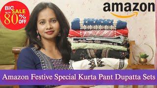 Amazon Festive Special Kurti/Kurta Pant Dupatta Set Haul | Ranjana R