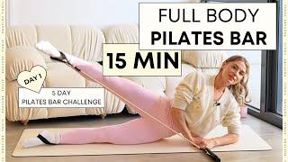 15 MIN PILATES BAR WORKOUT: full body at home workout that mimics a reformer | Day 1