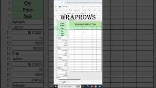 Wraprows Function In Excel | wraprows Function #excel #shortsfeed #shorts