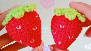 FRESAS a CROCHET | GANCHILLO | PASO A PASO SUPER FACIL | FRESAS para Llaveros |Accesorios 