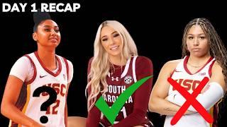 South Carolina misses Kamilla, TVO is a no show for USC and Olivia Miles shows out! Day 1 recap