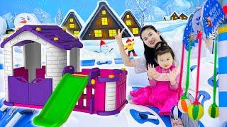 Cam Cam trải nghiệm cầu trượt khổng lồ , chơi nhà bóng và nhà tuyết gặp ông già noel