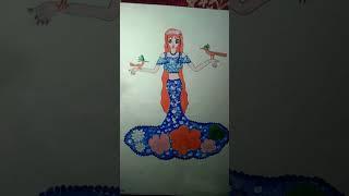a beautiful fairy girl drawing with colour