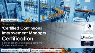 Certified Continuous Improvement Manager (CCIM) │ Manufacturing │ Certification