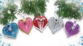 Сердечки  Ёлочные игрушки своими руками из фоамирана / diy christmas ornaments  glitter foam heart