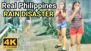 EXTREME HEAVY RAIN DISASTER | Walking Super Wet Heavy Rain in Payatas Philippines [4K] 