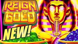 BRAND NEW SLOT!!! GOT THE DOUBLE FEATURE! REIGN OF GOLD Slot Machine @PEPPERMILL CASINO (Aristocrat)