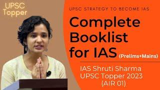 Shruti Sharma Complete Booklist for IAS  Shruti Sharma Strategy UPSC Interview 2023 UPSC Topper 2023