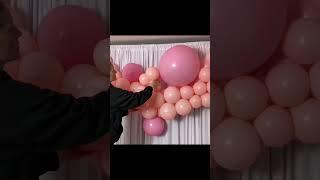 Balloon Garland On Curtain Backdrop #balloons