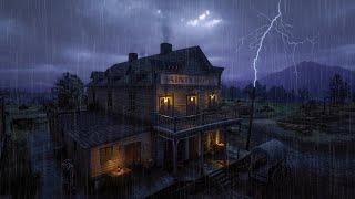 Stormy Night at Saints Hotel: 19th Century Rain and Lightning