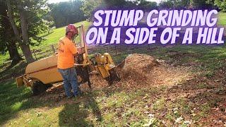 How I Stump Grind a Large Sweetgum Stump on a Hill @ChrissStumpGrinding