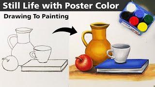 Still Life Drawing To Painting with Doms Poster Colors 6 Set