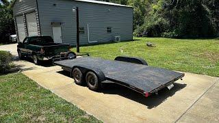 Refurbishing and upgrading an 18ft steel deck car trailer. massive transformation