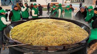 The Largest Pilaf in History: 15 Chefs Prepare 4 Tons in a Giant Kazan! Pilaf Compilation.