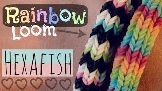 RAINBOW LOOM : HEXAFISH Bracelet - How To - 6-Pin Fishtail - Advanced | SoCraftastic