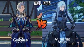 Comparison of how to walk, run and sit for tall male characters | Genshin VS Wuthering.