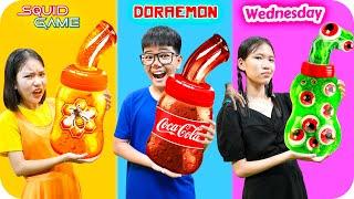 Thử Thách Nấu Ăn Cùng Búp Bê SquidGame - Doraemon Và Wednesday  Min Min TV Minh Khoa