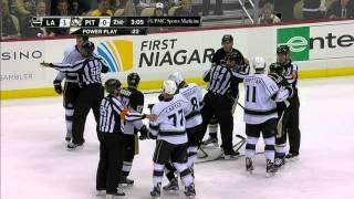 Gotta See It: Malkin slashed, Penguins & Kings start line brawl