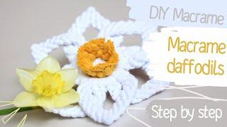 DIY Macrame FLOWER, Macrame DAFFODILS, Macrame TUTORIAL for BEGINNERS, DIY MACRAME STEP BY STEP