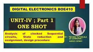 One shot Of Digital electronics BOE410 Unit 4 (Part1) Synchronous sequential circuits in one shot