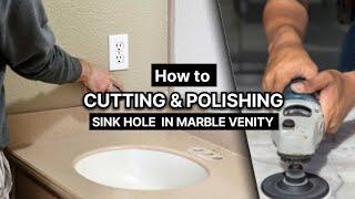 Cut sink Hole in Marble VENITY || मार्बल काउंटरटॉप इंस्टॉलेशन उर्दू हिंदी में || Sink Hole Cutting