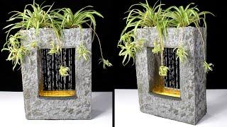 DIY Concrete RainFall Fountain Planter Pot  Cement Craft Ideas