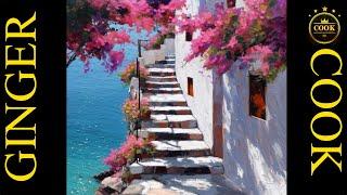 Learn to Paint a Beautiful Greek Mediterranean Villa- Art Anyone Can Create in Acrylics