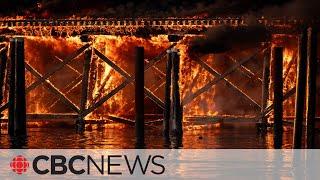 Old rail bridge burns in Richmond, B.C.