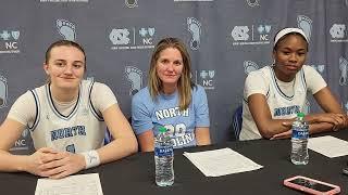 UNC's Alyssa Ustby, Courtney Banghart and Anya Poole after an Alumni Day win over Virginia