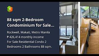 88 sqm 2-Bedroom Condominium for Sale in Rockwell, Makati at One Rockwell