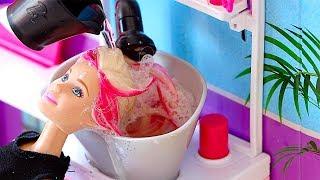 Barbie Girl Beauty Salon! How to care and style doll hair! Play Toys!